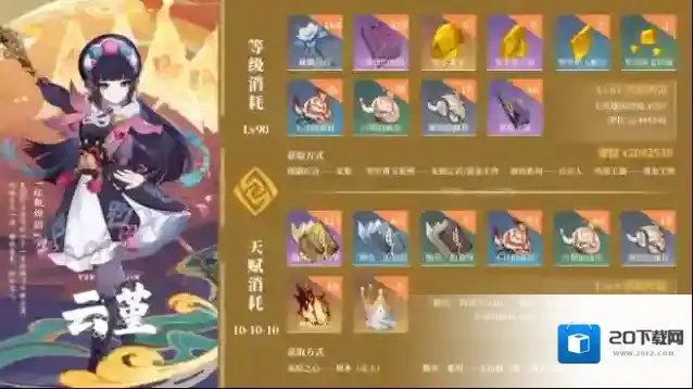 原神云堇养成材料一览